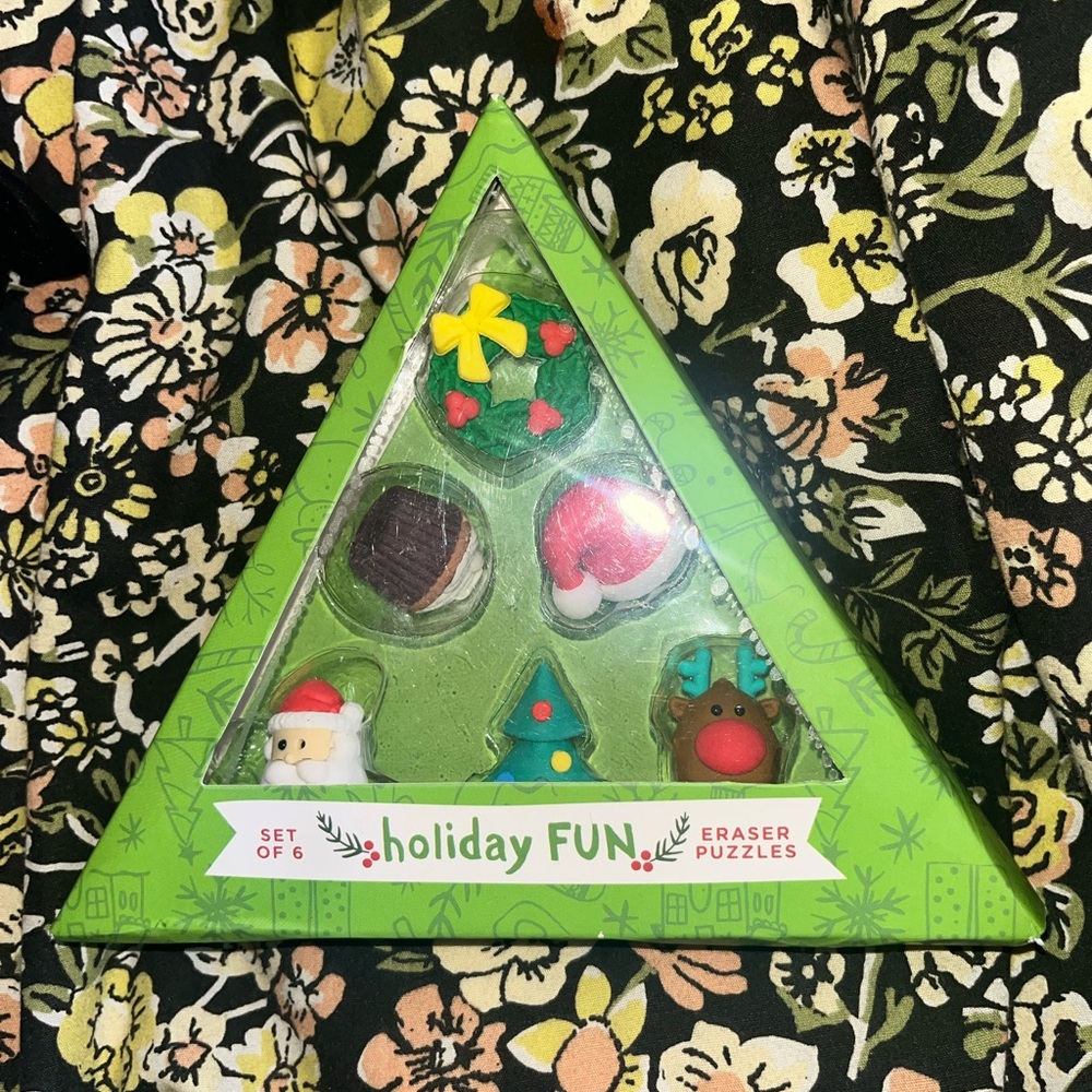 Holiday Christmas Fun Eraser Puzzles 6 Piece Set NEW NWT NIB